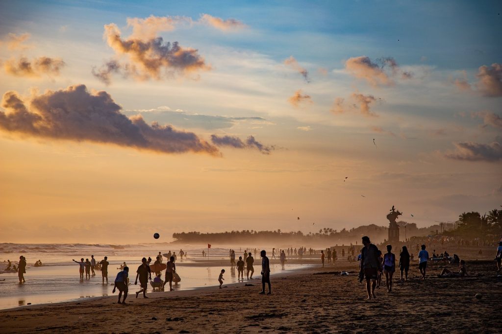 plaża, turyści, Bali